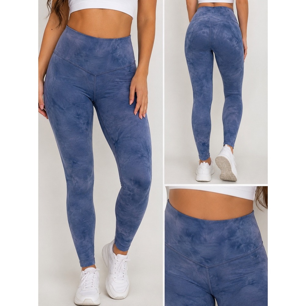 Agent 84 Blue Tie Dye High Waisted Athletic Leggings Yoga Pants Womens Large